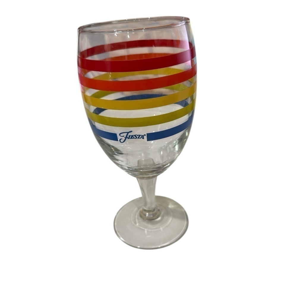 Libbey Fiesta Mambo Stripe Water Goblet 7 inches 16 oz Banded Stripes